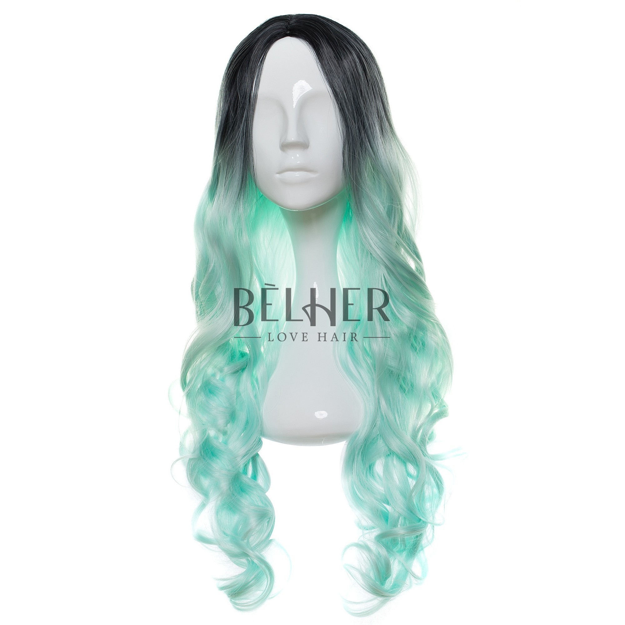 Peruca selena ombre turcoaz