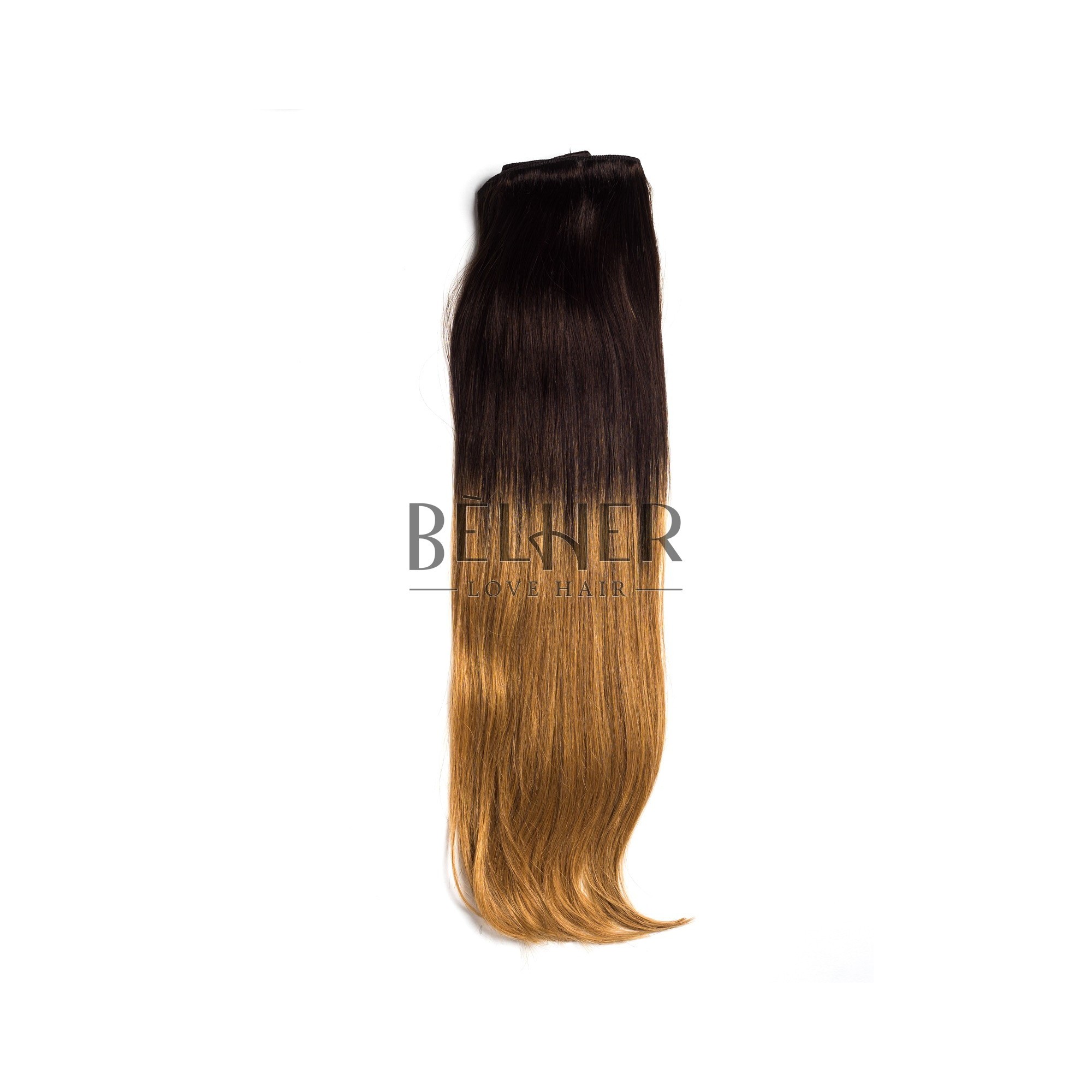 Extensii clip-on deluxe ombre ciocolatiu/blond miere