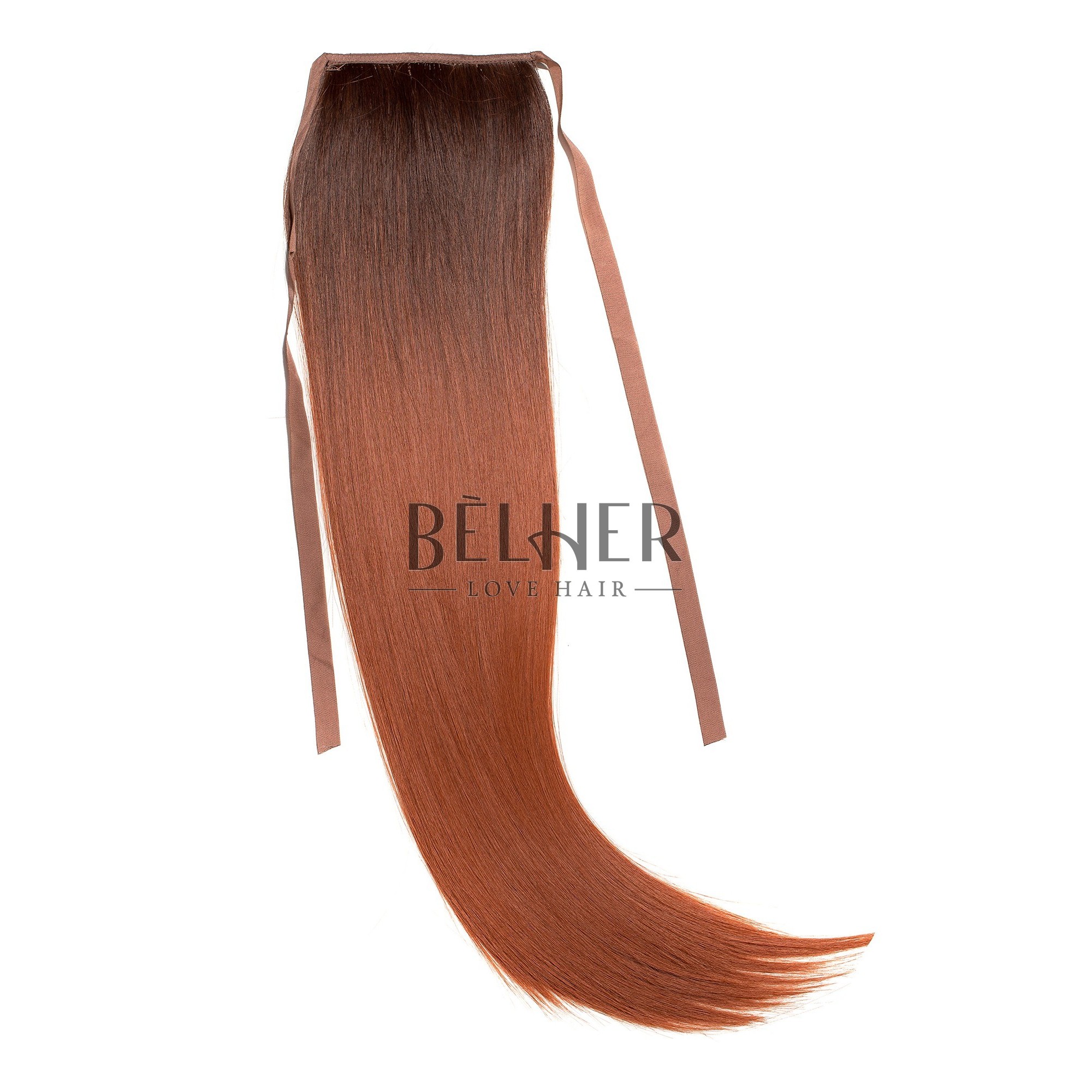 Coada fibra sintetica 55cm ombre saten roscat deschis
