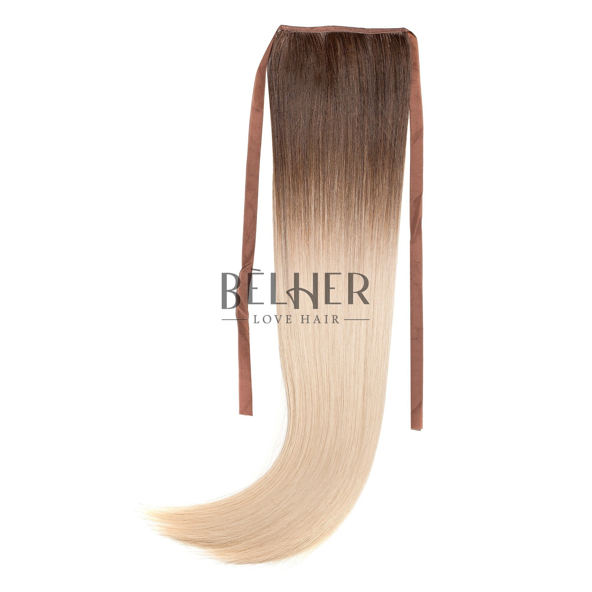 Coada fibra sintetica 55cm ombre saten mediu blond