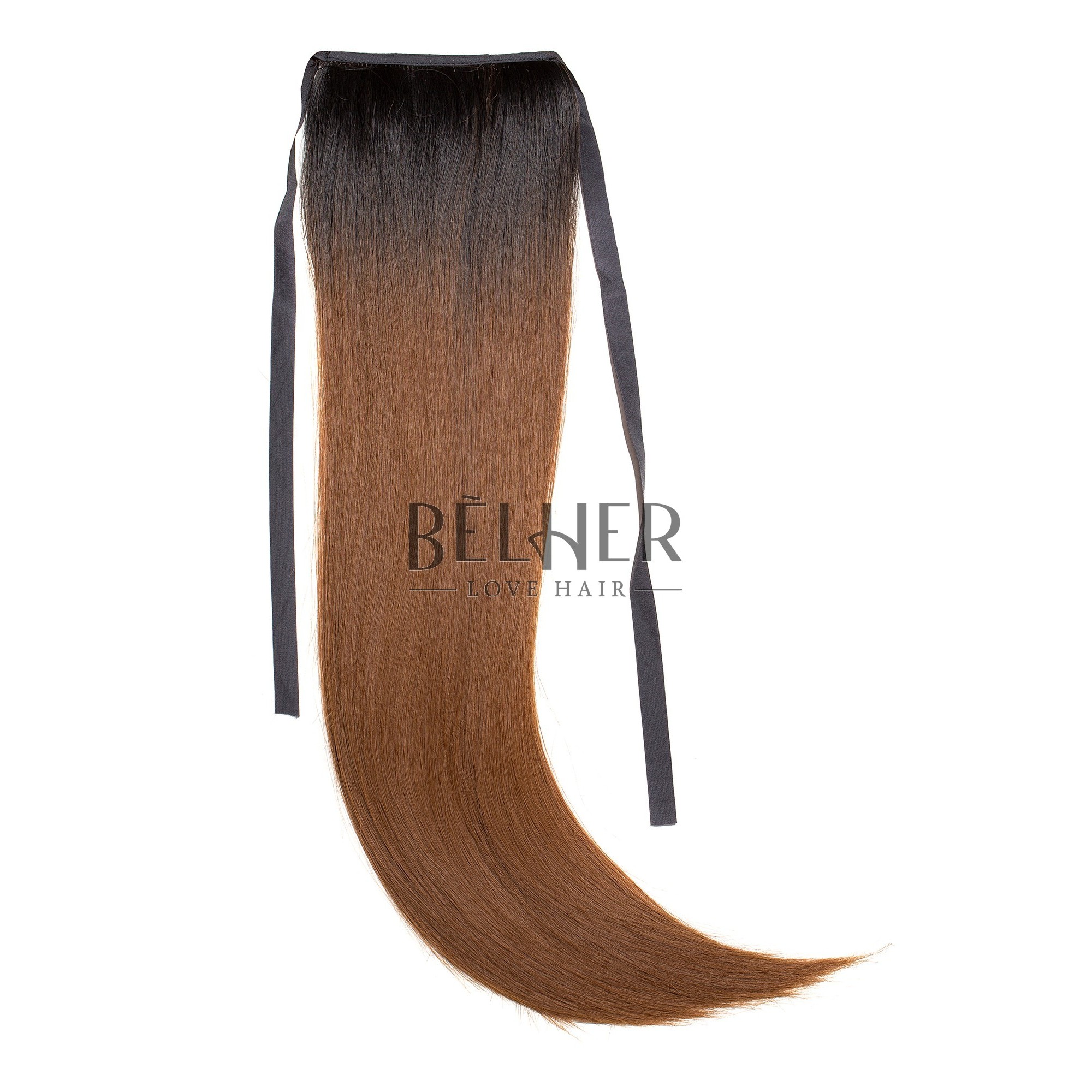 Coada fibra sintetica 55cm ombre brunet saten