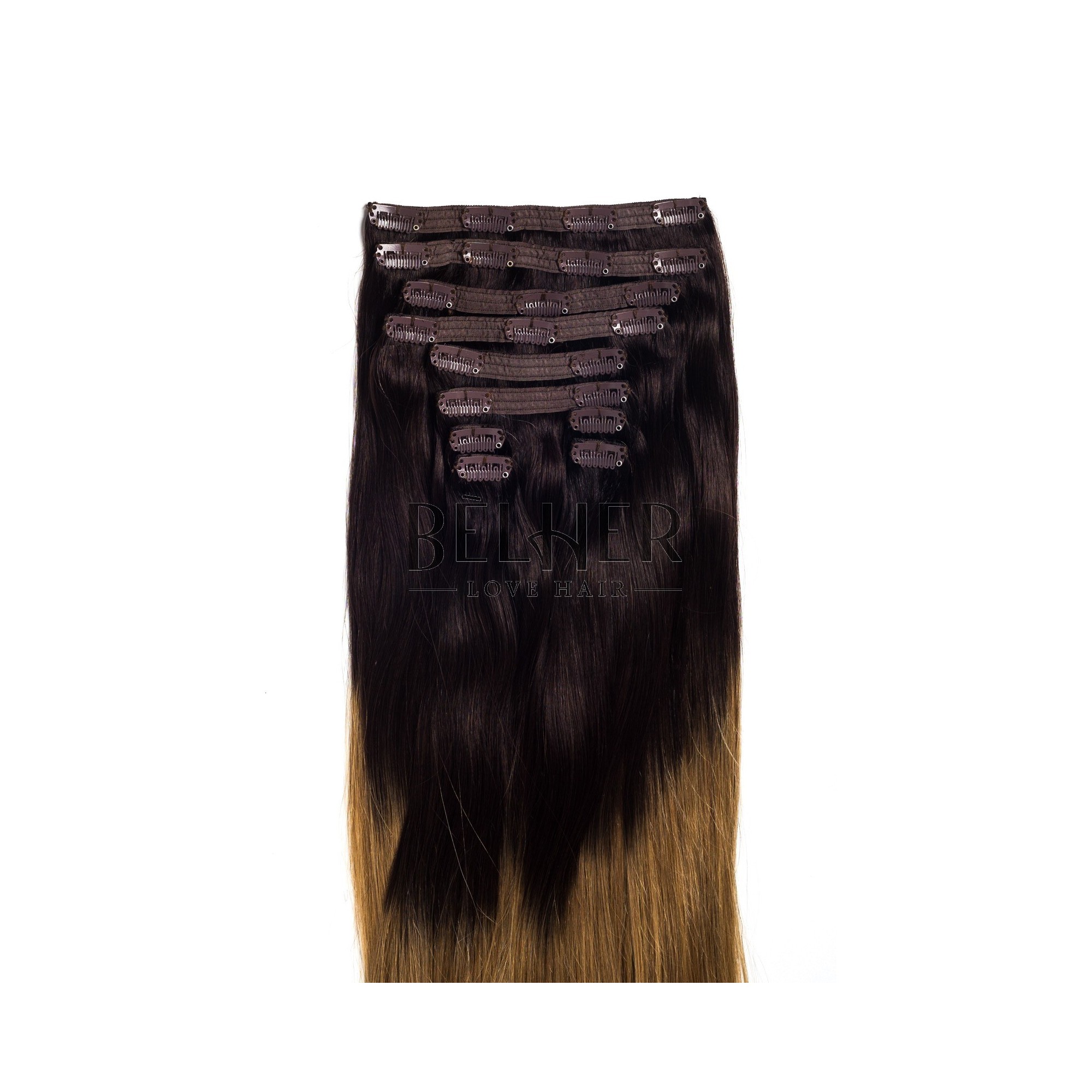 Extensii clip-on vip ombre saten inchis/blond aluna