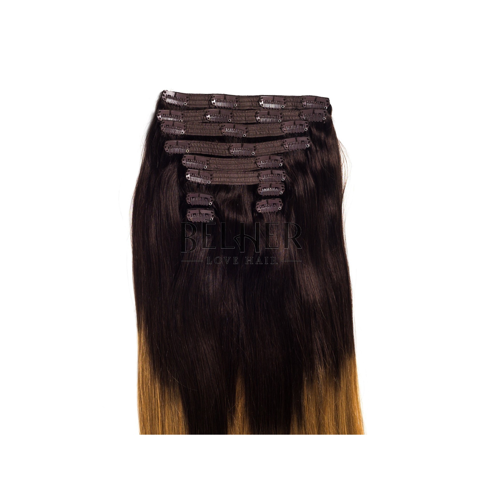 Extensii clip-on vip ombre ciocolatiu/blond miere