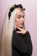 Coronita Fundite Satin Negru Si Pietre