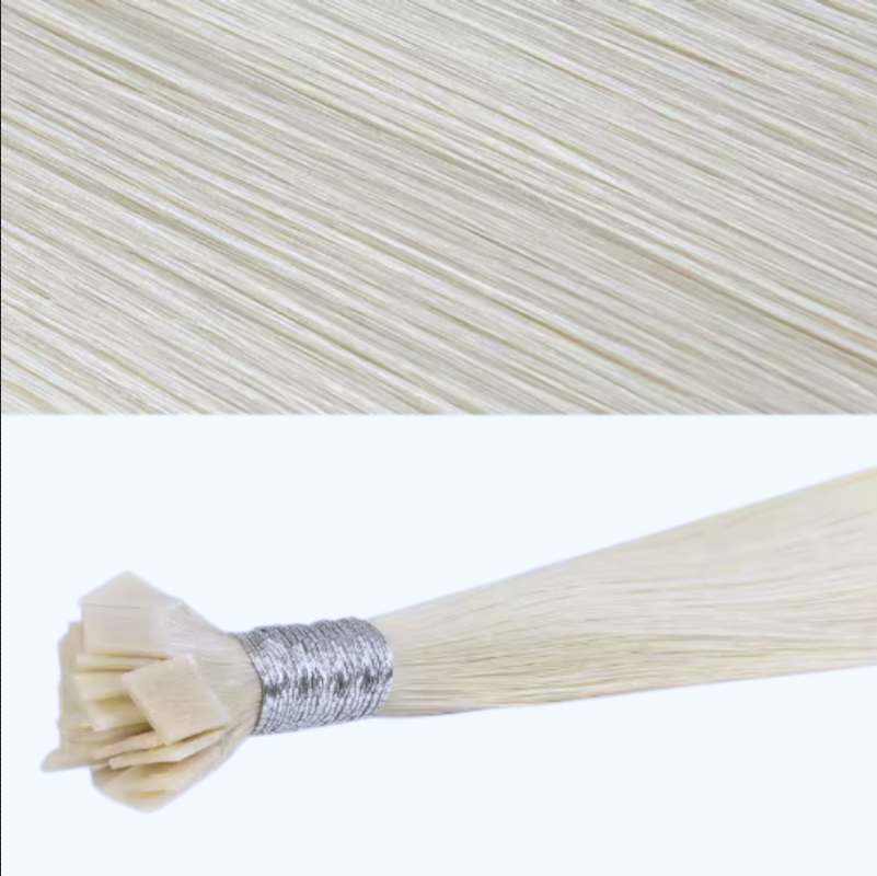 Extensii microkeratină pentru păr, culoare blond deschis, bază cu inele metalice