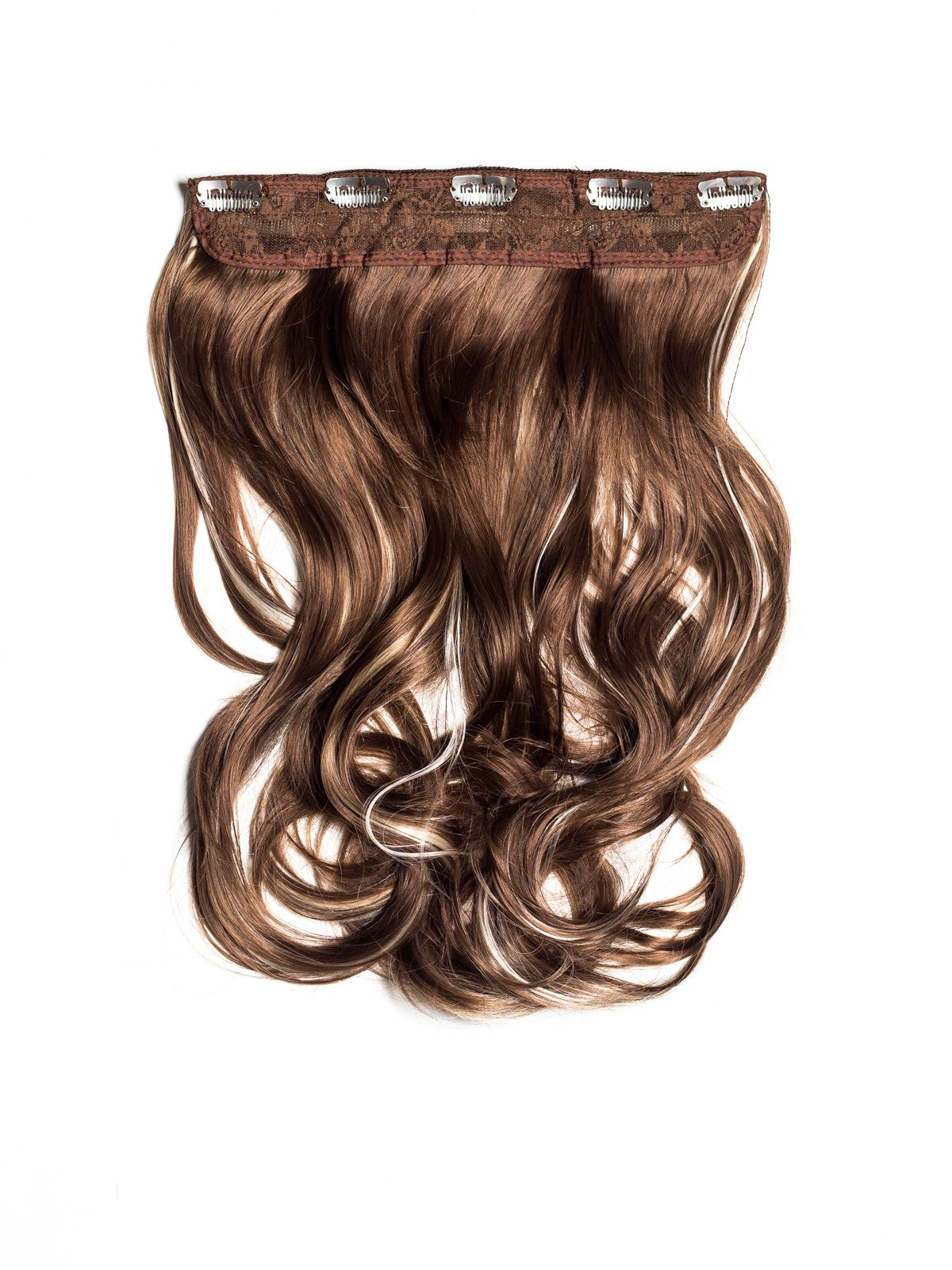Castaniu Cu Suvite Tresa Clip-On Ondulat