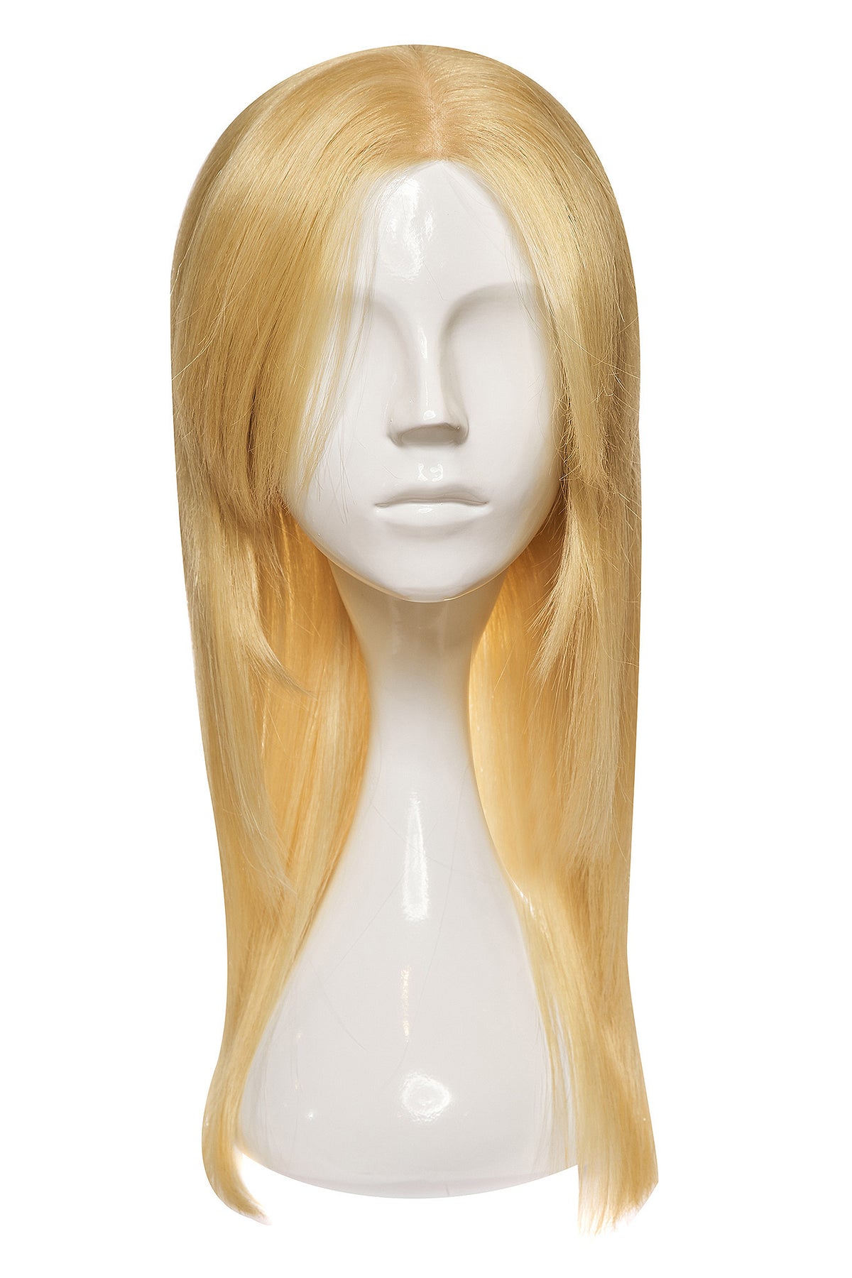Perucă naturală blond deschis, păr lung drept, despărțire pe mijloc