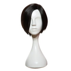 Perucă bob neagră, tunsă uniform, pe manechin