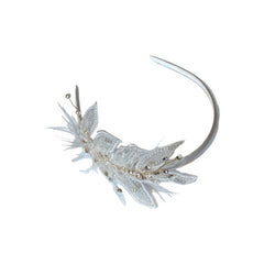 Coronita Aplicatii Bijuterie cu Pene Albe