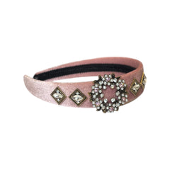 Bentita Catifea Bijuterie Lateral Pietre Roz