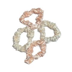 Set 4 Elastice Satin - Alb Roz