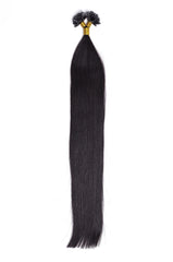 Extensii cheratina premium, păr natural negru, codiță lungă cu capsă aurie