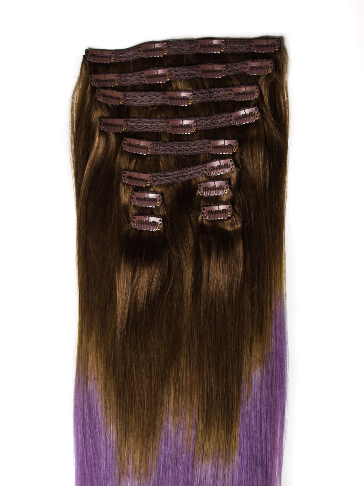 Extensii Ombre Saten Natural/Purple Clip-On DELUXE