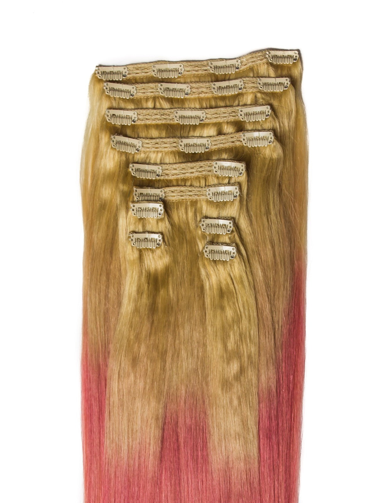 Extensii Ombre Blond/Pink Pastel Clip-On DELUXE