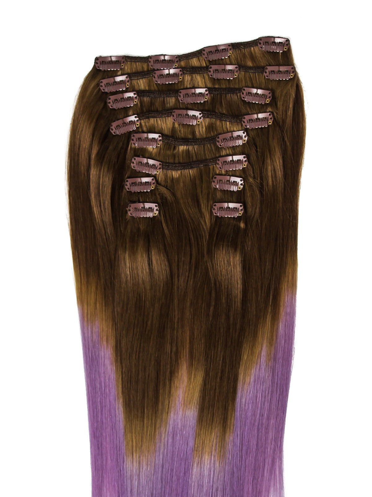 Extensii Ombre Saten Natural/Purple Clip-On Premium