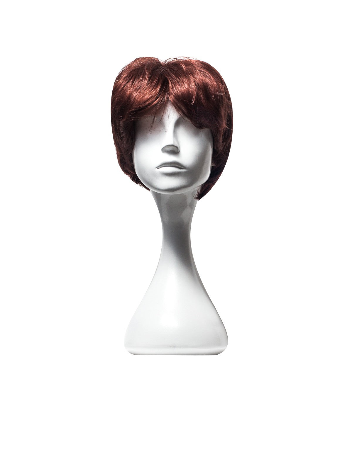 Perucă VANESSA roșcată cu breton, bob scurt cu bucle, față frontală