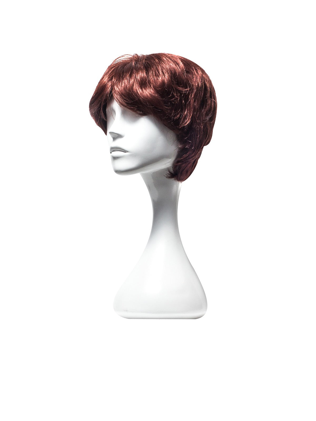 Perucă VANESSA roșcată, bob scurt cu bucle, vedere laterală