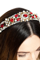 Bentita Aplicatii Margelute si Pietre Rosii