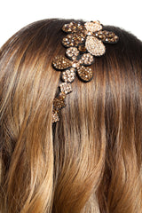 Bentita Ocazie 2 Flori Cristale Auriu Maro