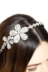 Bentita Ocazie 2 Flori Cristale Alb