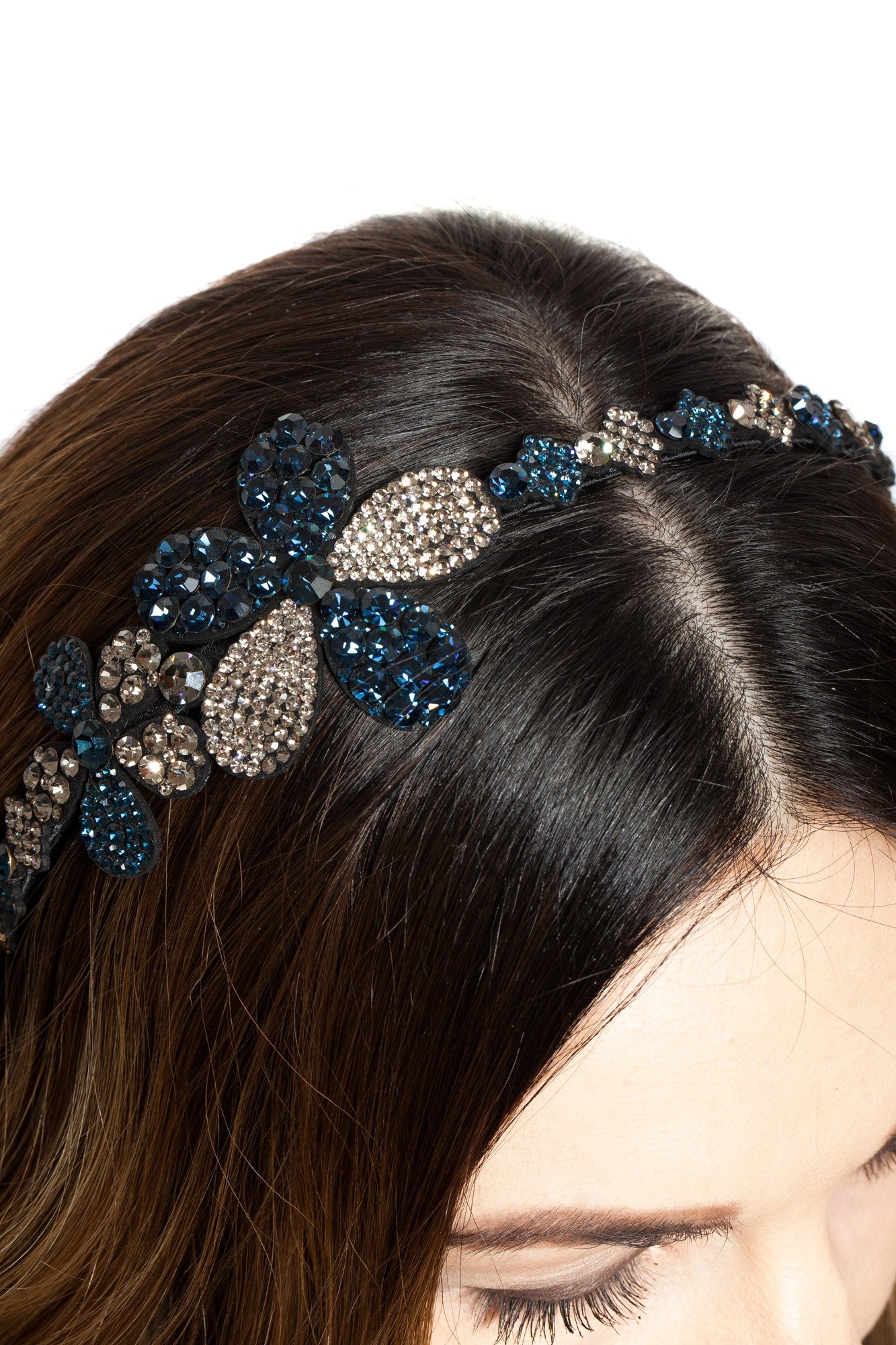 Bentita Ocazie 2 Flori Cristale Bleu Gri