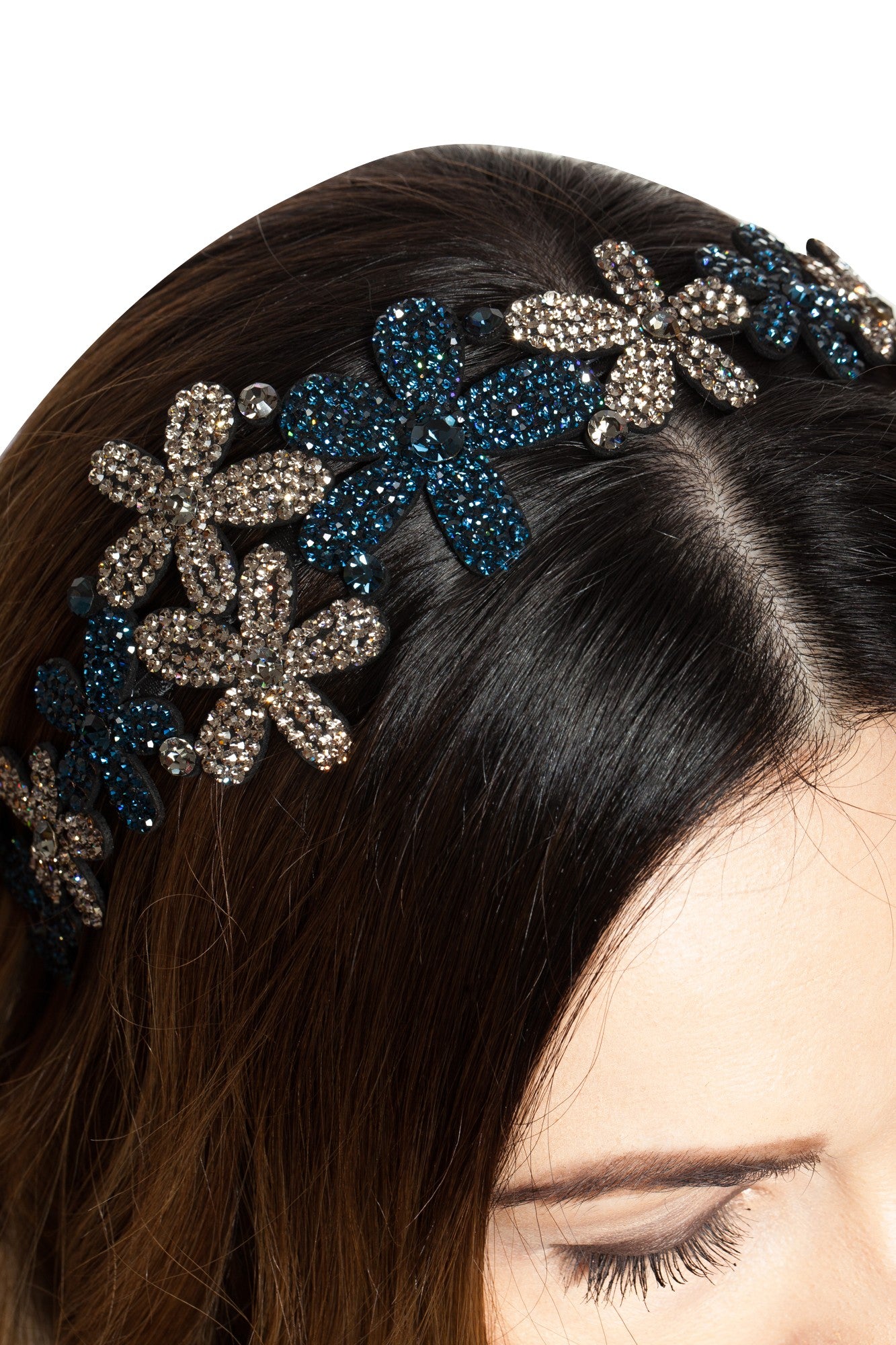 Bentita Ocazie 3 Flori Cristale Bleu Gri