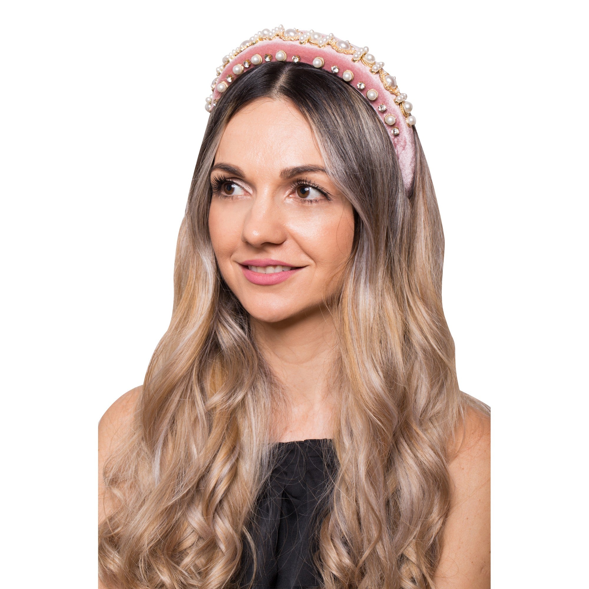 Bentita Lata Catifea Aplicatii Perle Roz