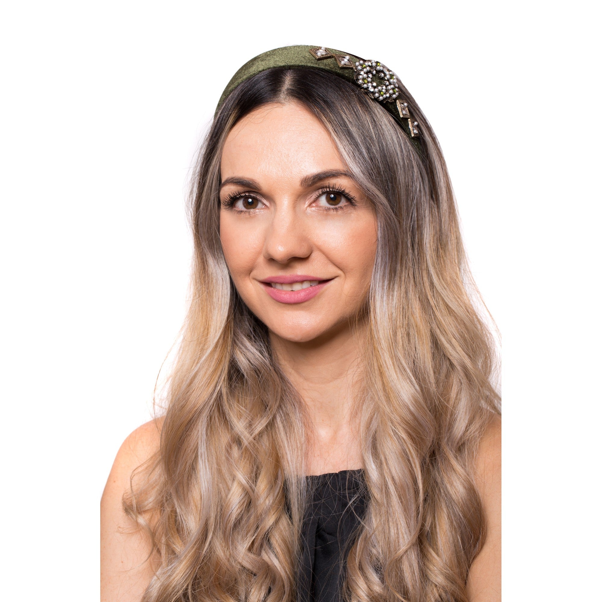 Bentita Gri Catifea Bijuterie Lateral