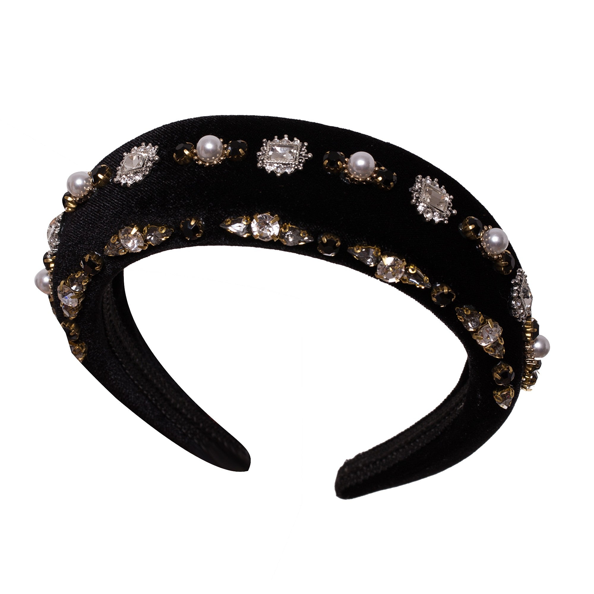 Bentita Neagra Lata Catifea Aplicatii Perle