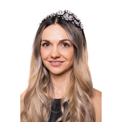 Bentita 3D Floricele Cristale Alb