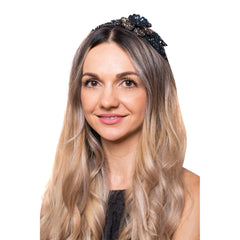 Coronita Floare Cristale 3D Blue Auriu