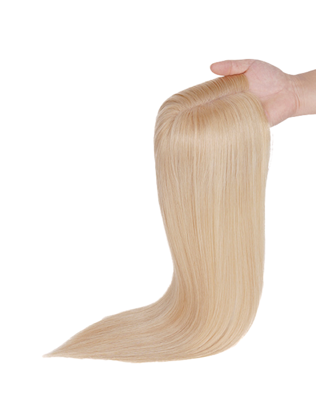 Șuviță de păr blond vanilat, extensie topper cu lungime de 35 cm