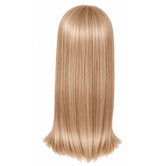 Perucă medicală cu păr blond vanilie, cărare centrală și breton drept