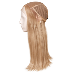 Perucă medicală cu păr blond vanilie, plasă vizibilă și cărare pe vârf