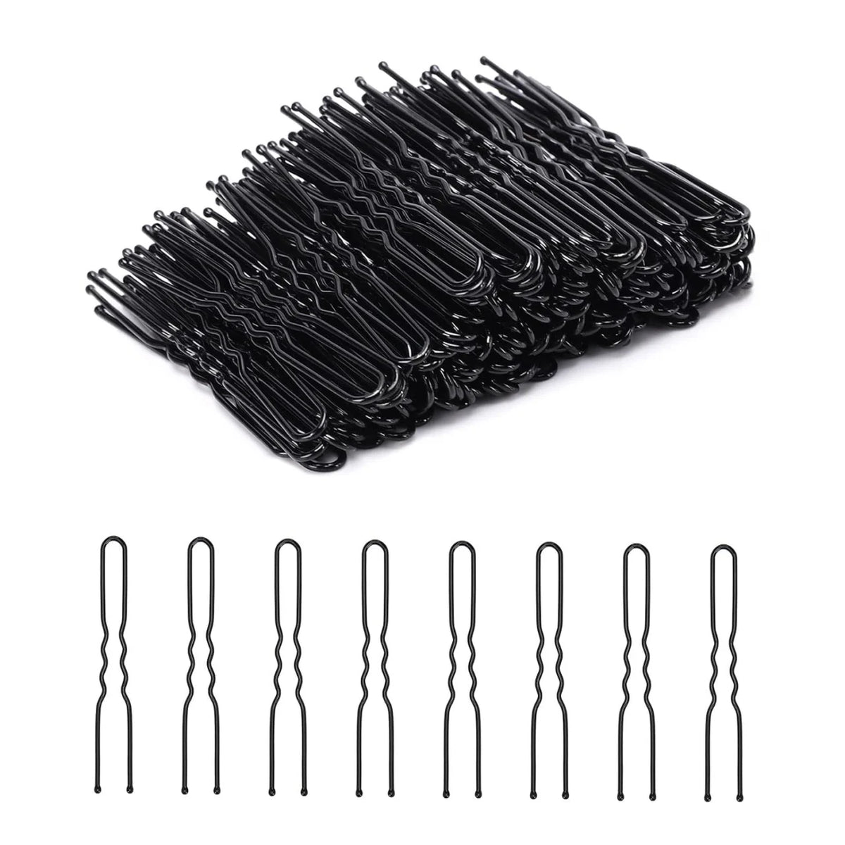 Set ace de păr ondulate negre, 7 cm, tije subțiri (10 buc)