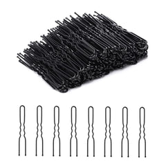 Set ace de păr ondulate negre, 7 cm, tije subțiri (10 buc)