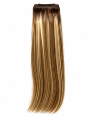 Deluxe Clip-On Extensions Chestnut Beach Blonde Highlights