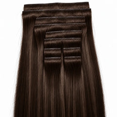 Bucată extensie păr cu clips, saten închis, bază cu mai multe rânduri